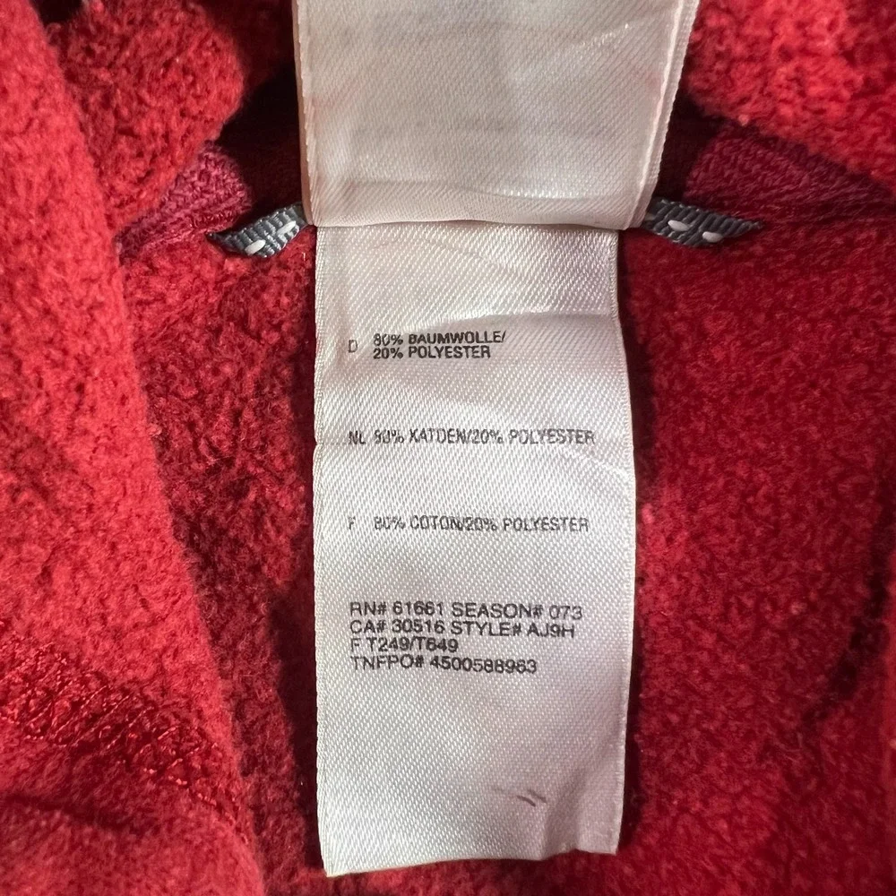 The North Face Hoodie Mens M Red Cotton Fleece Performance AJ9H AJ9H-T249/T649